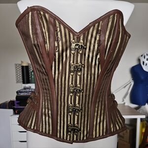 Brown and Gold Striped Corset